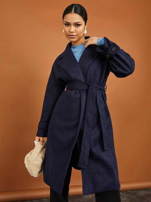 styli navy regular fit coat