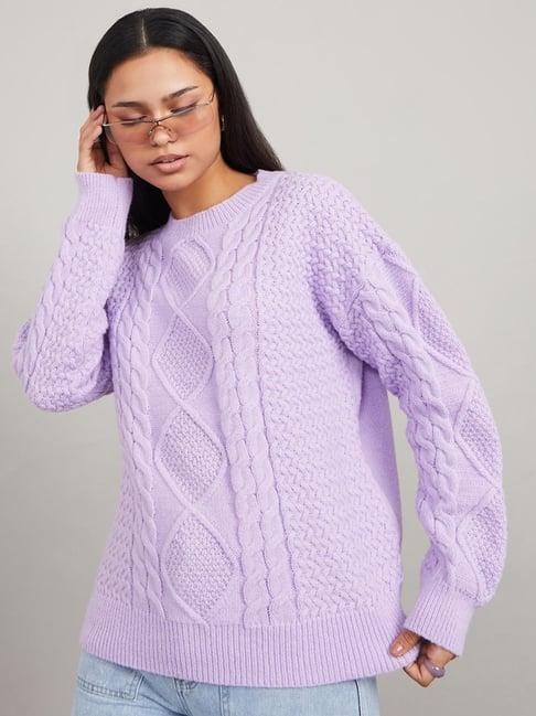 styli cable knit regular length sweater