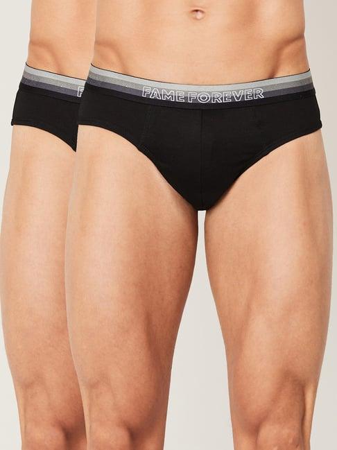 fame forever by lifestyle black cotton regular fit briefs