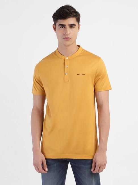 levi's yellow cotton regular fit t-shirt