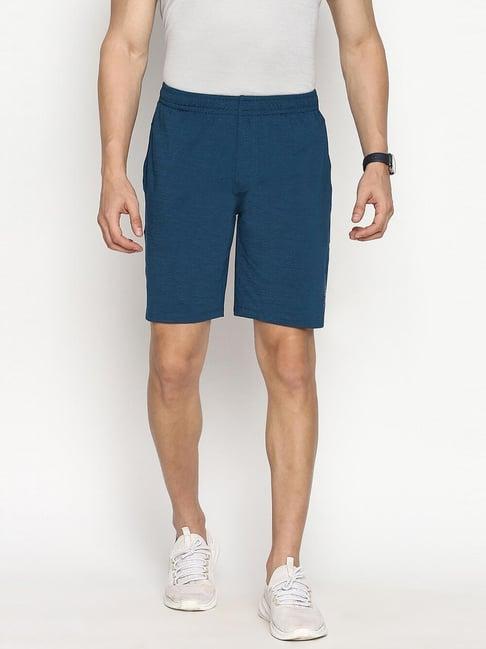 van heusen performance regular fit swift dry odour shield jacquard mesh shorts - teal melange