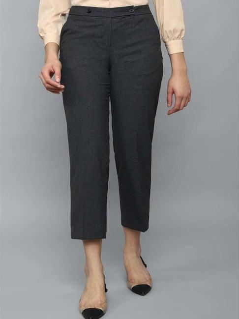 allen solly black textured pattern trousers