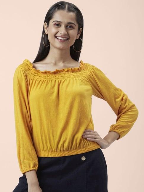 honey by pantaloons mustard comfort fit top