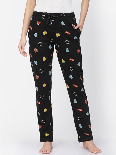 sweet dreams black cotton printed pyjamas