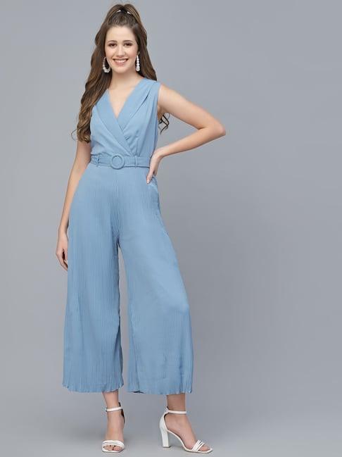 mafadeny blue midi jumpsuit