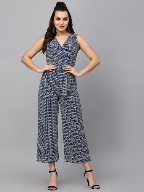 mafadeny navy printed jumpsuit