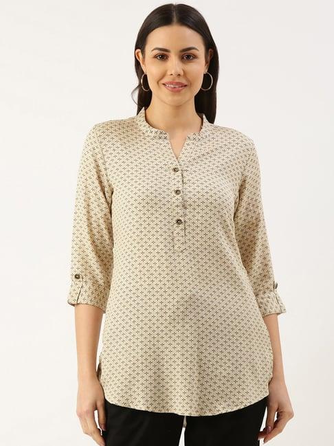 amukti beige printed tunic