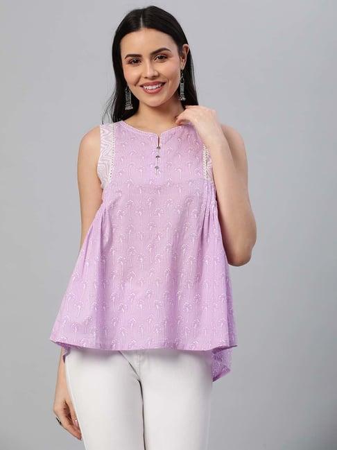 kami kubi lilac cotton floral print top