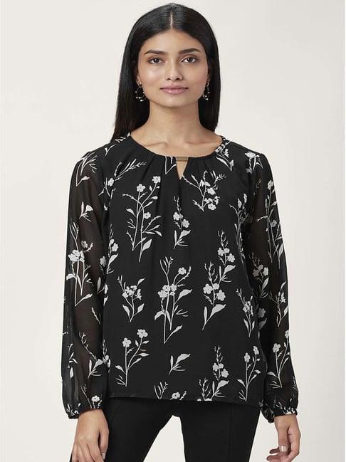 annabelle by pantaloons black floral print top