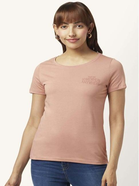 honey by pantaloons peach cotton graphic print t-shirt