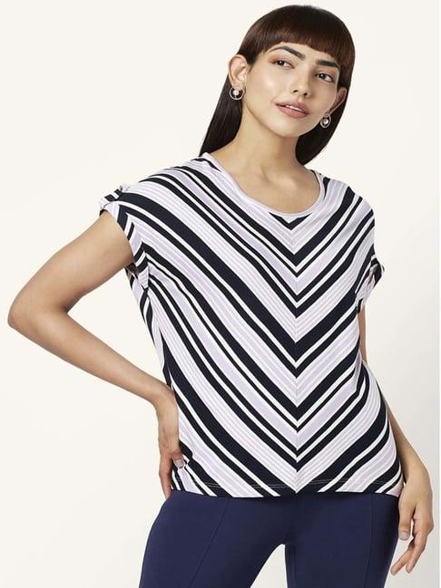 annabelle by pantaloons lilac & black striped top