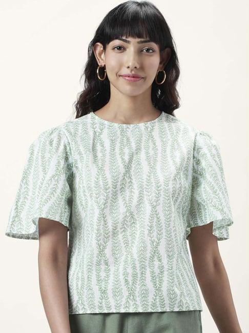 honey by pantaloons green linen printed top