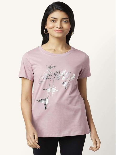 honey by pantaloons mauve cotton graphic print t-shirt