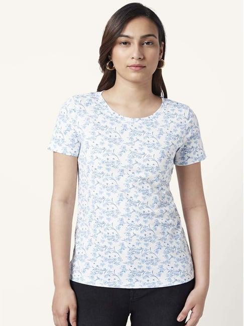 honey by pantaloons white cotton floral print t-shirt