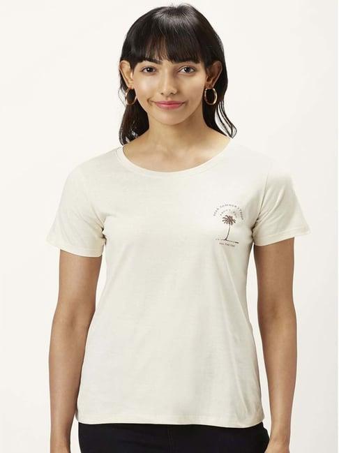 honey by pantaloons cream cotton printed t-shirt