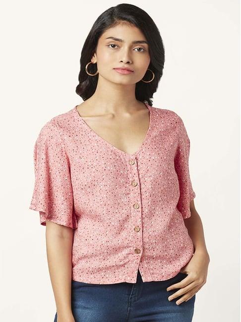 honey by pantaloons pink printed top