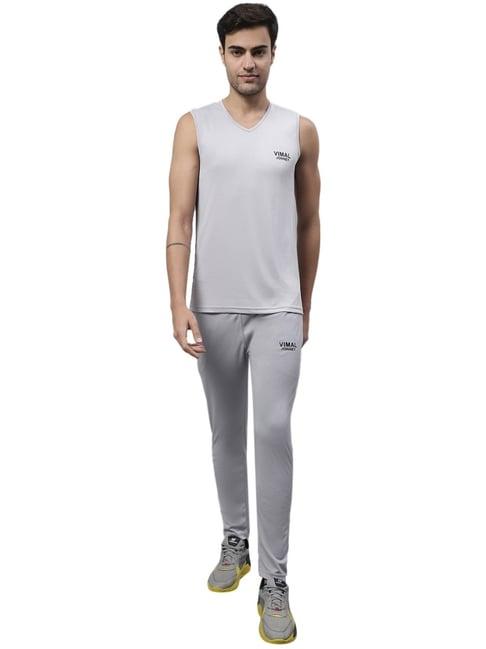 vimal jonney light grey regular fit tracksuit