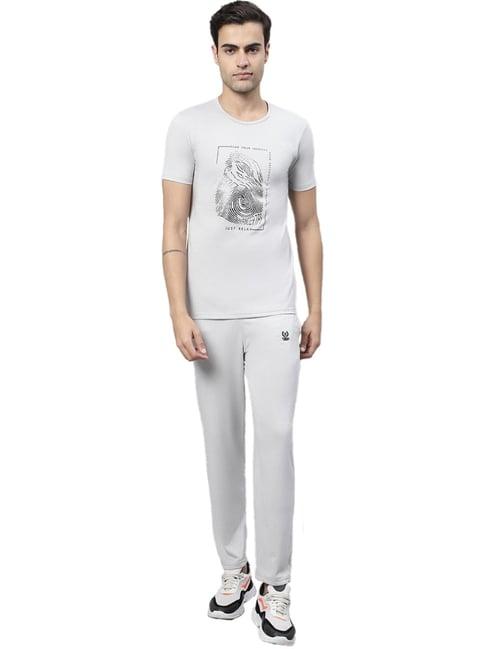 vimal jonney light grey cotton regular fit printed tracksuit