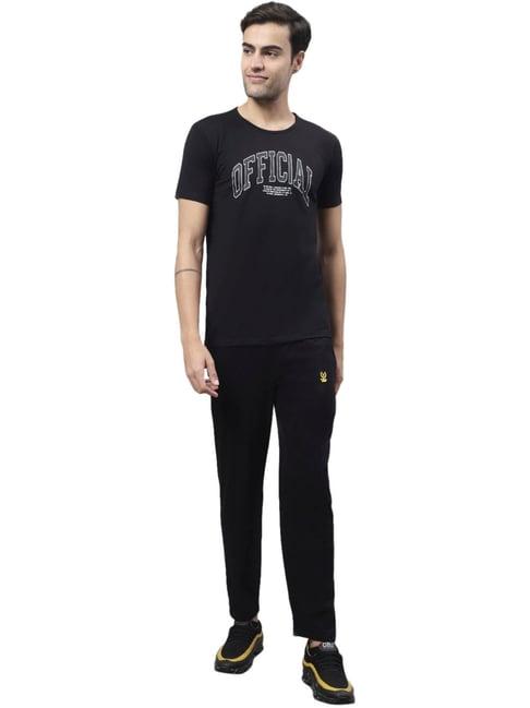 vimal jonney black cotton regular fit printed tracksuit