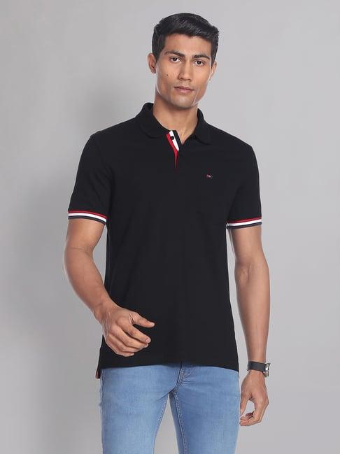 ad by arvind black slim fit polo t-shirt