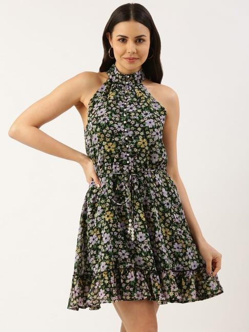 quiero multicolor floral print fit & flare dress