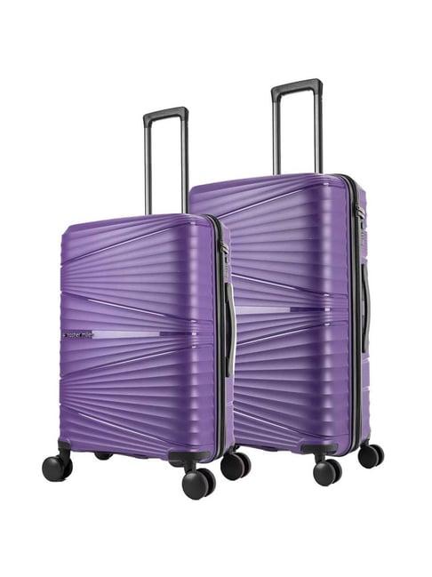 nasher miles mumbai hard-sided polypropylene luggage set of 2 purple trolley bags (55 & 65 cm)