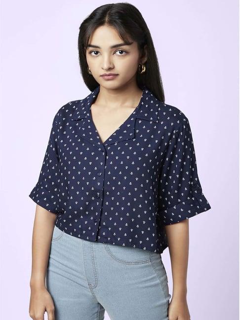 yu by pantaloons navy printed shirt