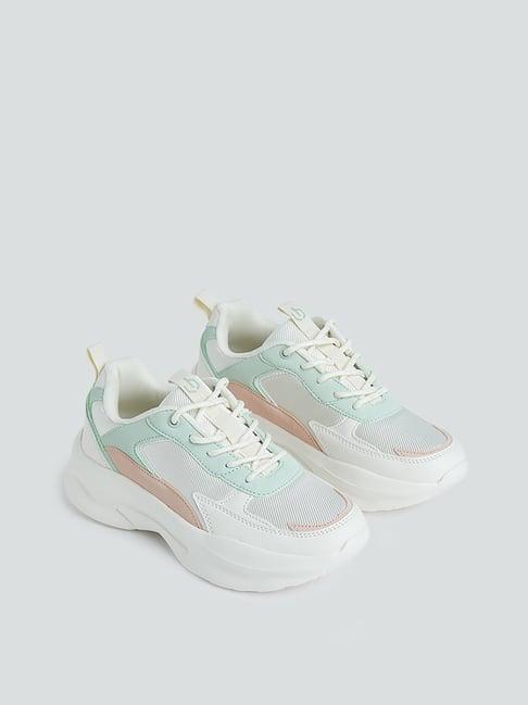 luna blu by westside off-white colour-block chunky sneakers