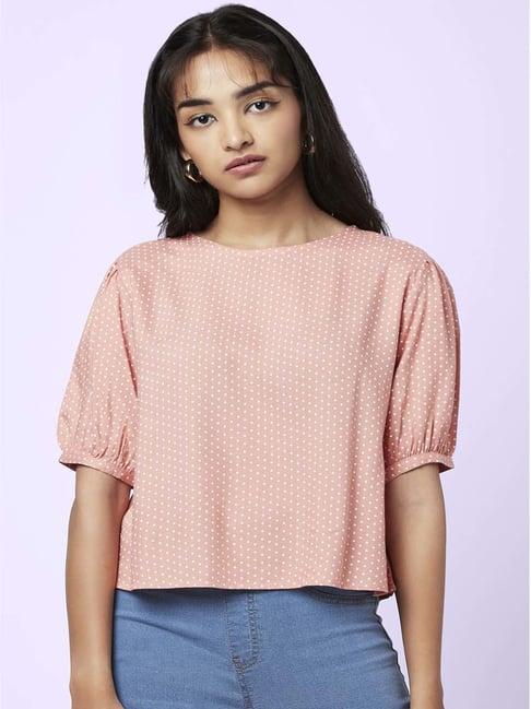 yu by pantaloons peach polka dots top