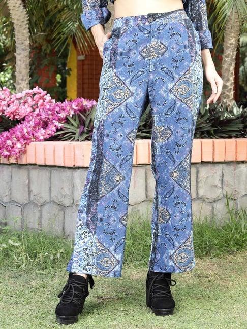 sera blue printed trousers