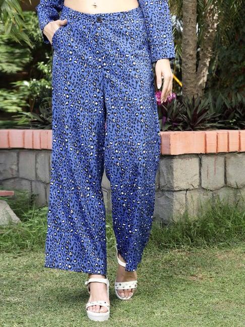 sera blue printed trousers