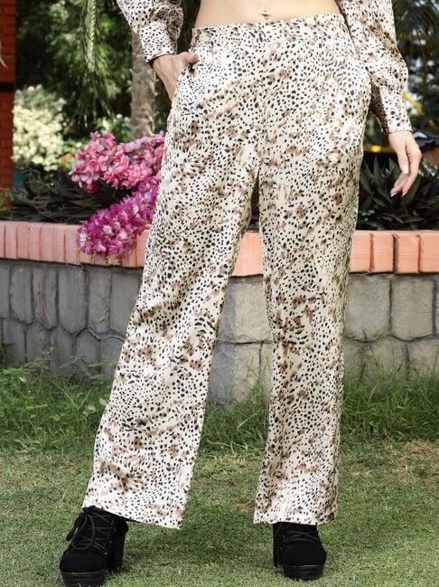 sera beige printed trousers