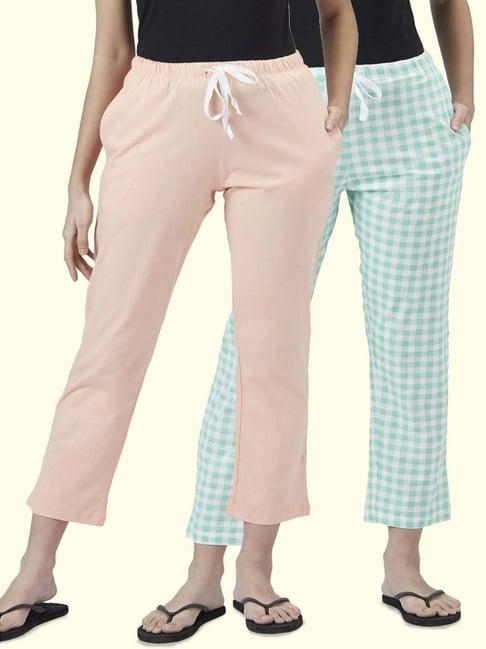 dreamz by pantaloons peach green cotton printed pyjamas