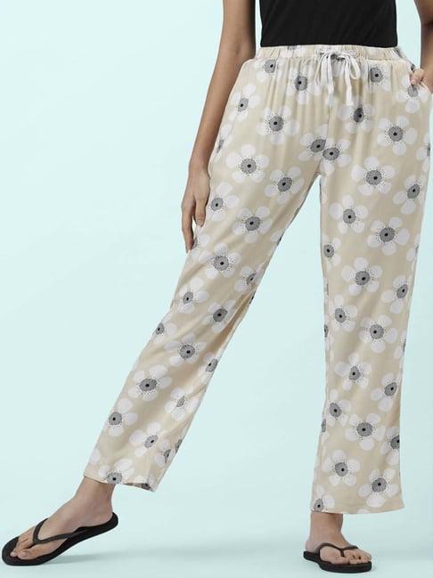 dreamz by pantaloons beige printed pyjamas