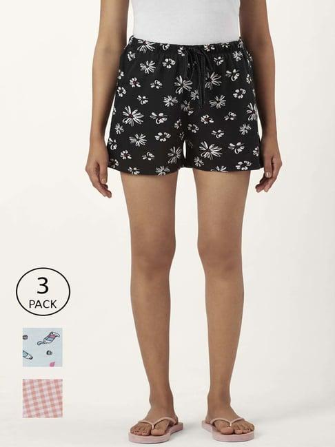 dreamz by pantaloons black blue cotton printed shorts