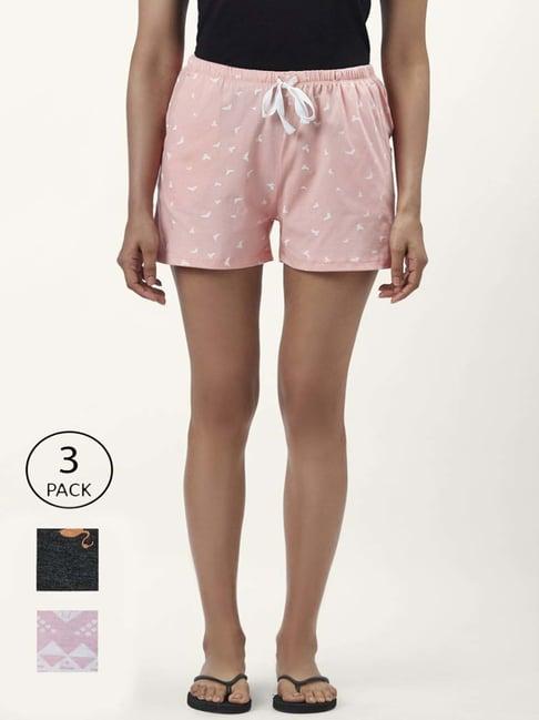 dreamz by pantaloons black peach cotton printed shorts