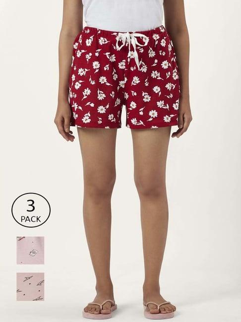 dreamz by pantaloons red peach cotton printed shorts