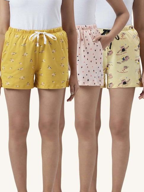 dreamz by pantaloons peach yellow cotton printed shorts