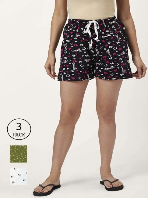 dreamz by pantaloons black white cotton printed shorts