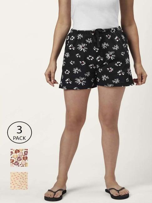 dreamz by pantaloons peach black cotton printed shorts