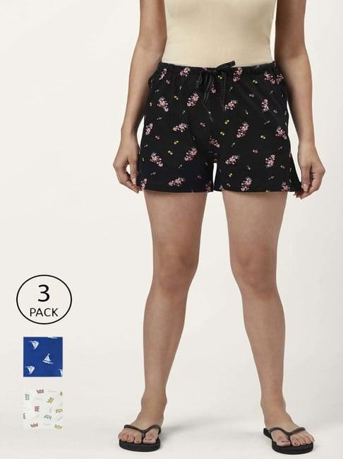 dreamz by pantaloons black blue cotton printed shorts