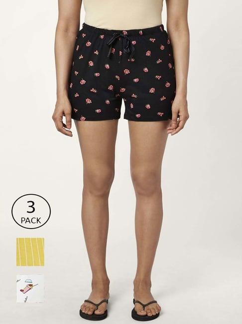 dreamz by pantaloons black white cotton printed shorts