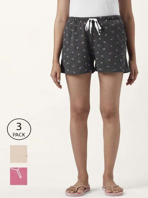 dreamz by pantaloons black pink cotton printed shorts