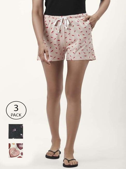 dreamz by pantaloons black peach cotton printed shorts