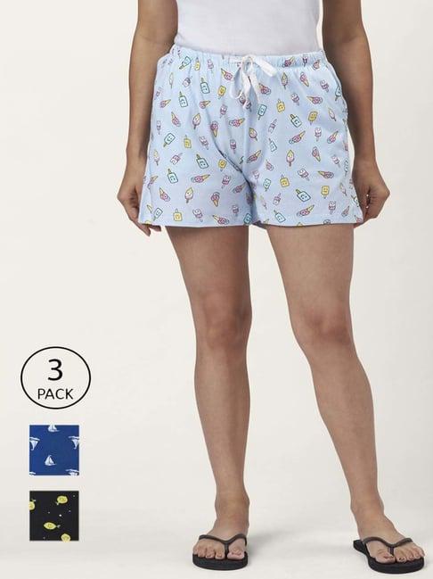 dreamz by pantaloons black blue cotton printed shorts