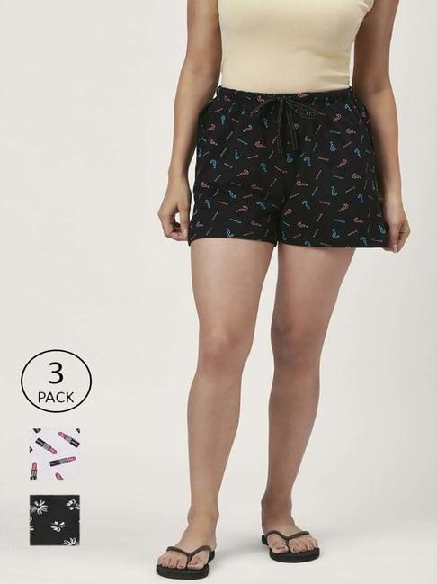 dreamz by pantaloons pink black cotton printed shorts