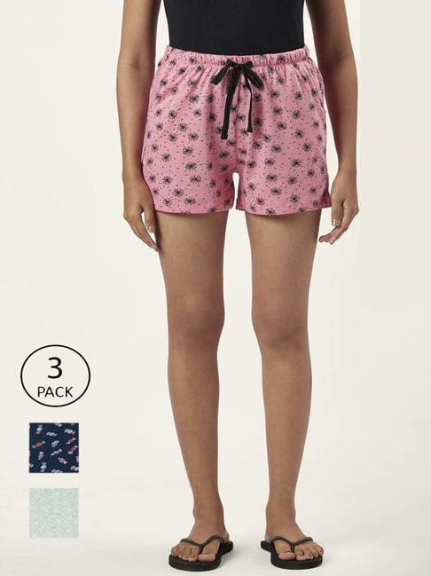 dreamz by pantaloons pink blue cotton printed shorts