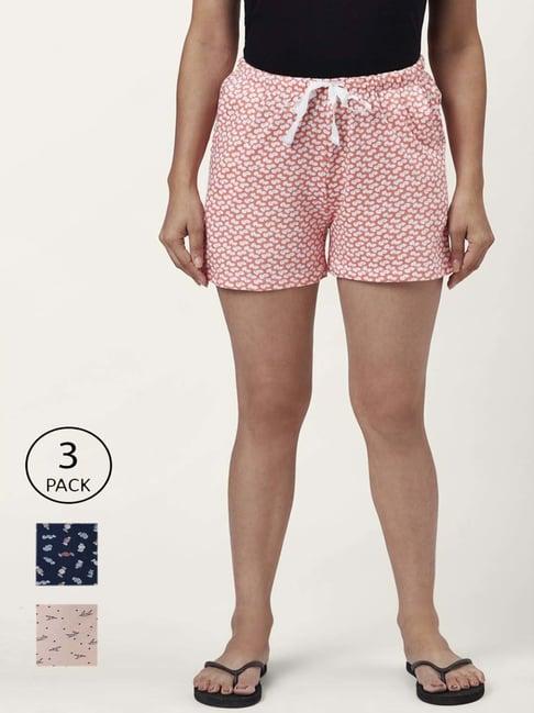 dreamz by pantaloons pink blue cotton graphic print shorts