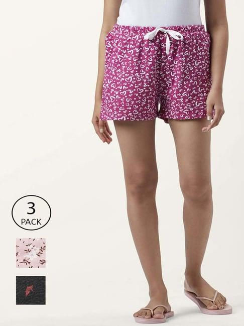 dreamz by pantaloons purple black cotton printed shorts