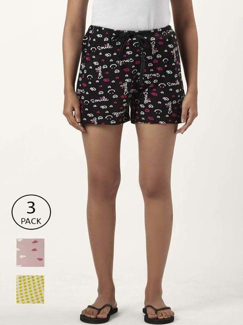 dreamz by pantaloons black pink cotton printed shorts